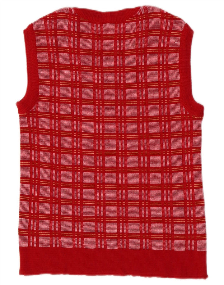 Vintage mujer chaleco camiseta sin mangas IT 46 cheque rojo grande