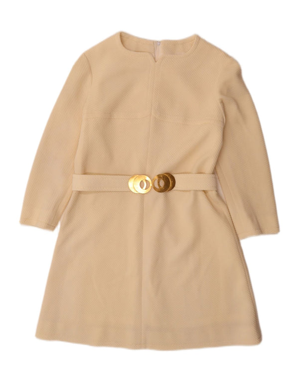 Vintage mujer 3/4 manga A-Line vestido IT 46 grande blanco roto