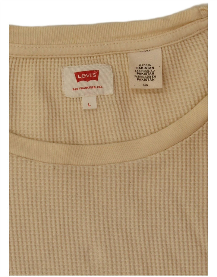 Levi's Mens Loose Fit Top Manga Larga Grande Algodón Beige