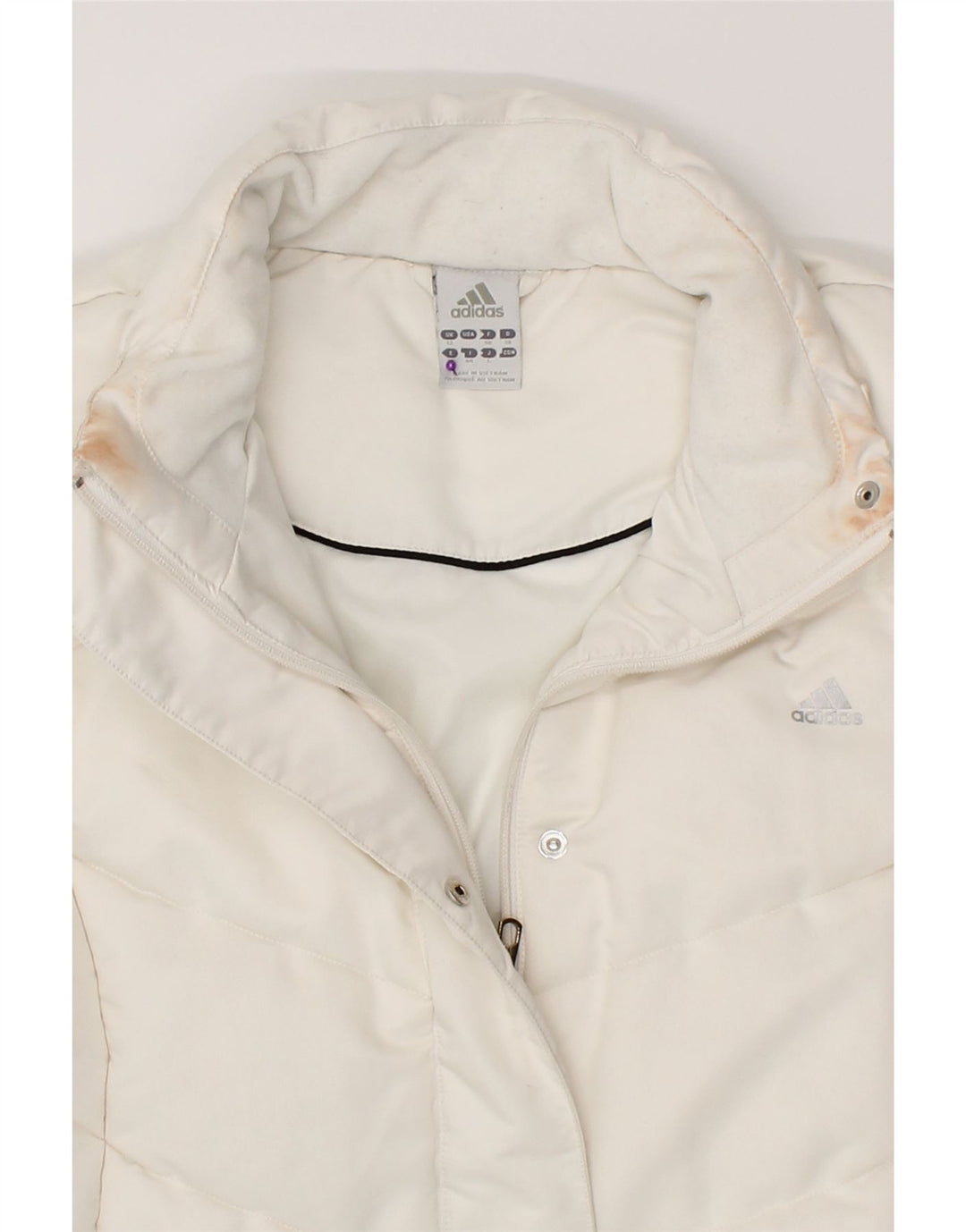 ADIDAS Womens Hooded Padded Coat UK 12 Medium  White Polyester Vintage Adidas and Second-Hand Adidas from Messina Hembry 