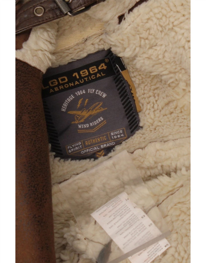 AERONAUTICA MILITARE Chaqueta Sherpa de Vuelo para Hombre UK 36 Small Marrón Poliéster