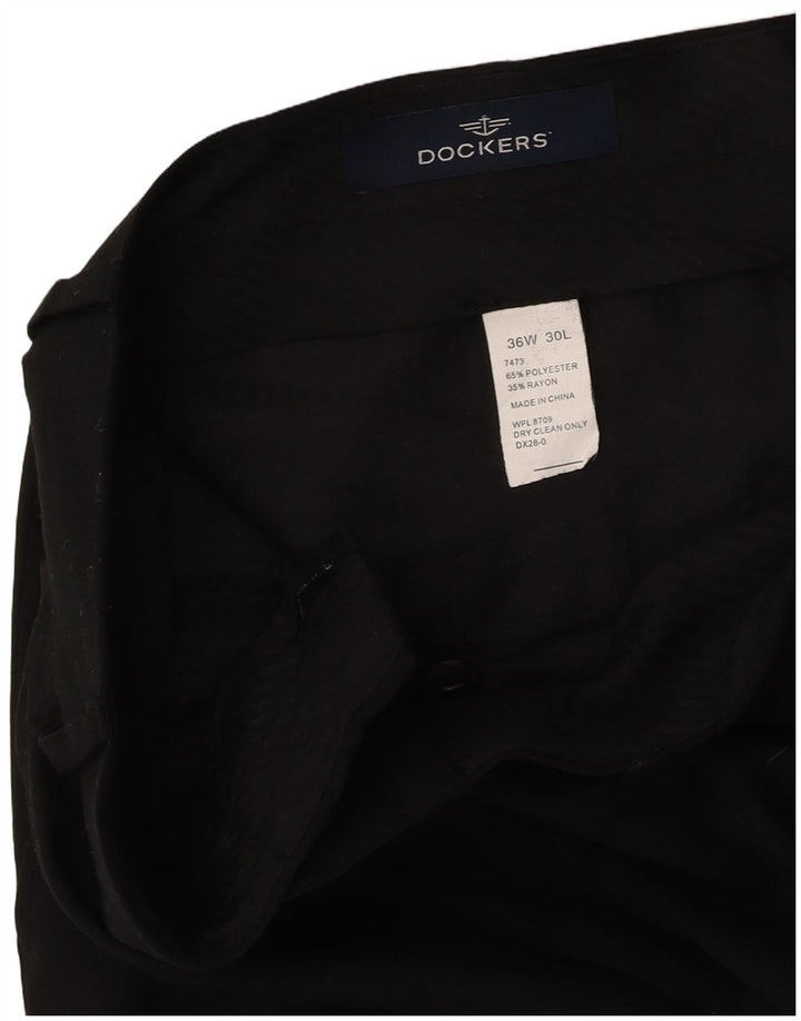 DOCKERS Pantalón chino con pinzas para hombre W36 L30 Poliéster negro