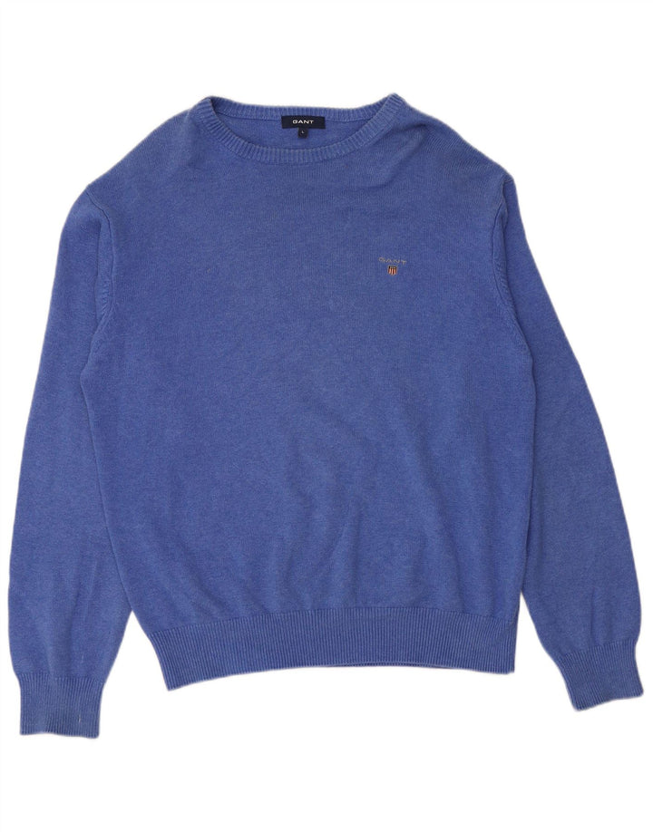 Gant Jersey De Cuello Barco Para Hombre Jersey De Algodón Azul Grande