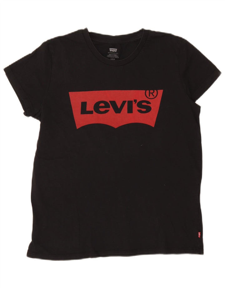 Levi's Camiseta gráfica para mujer Top UK 44 Algodón negro mediano