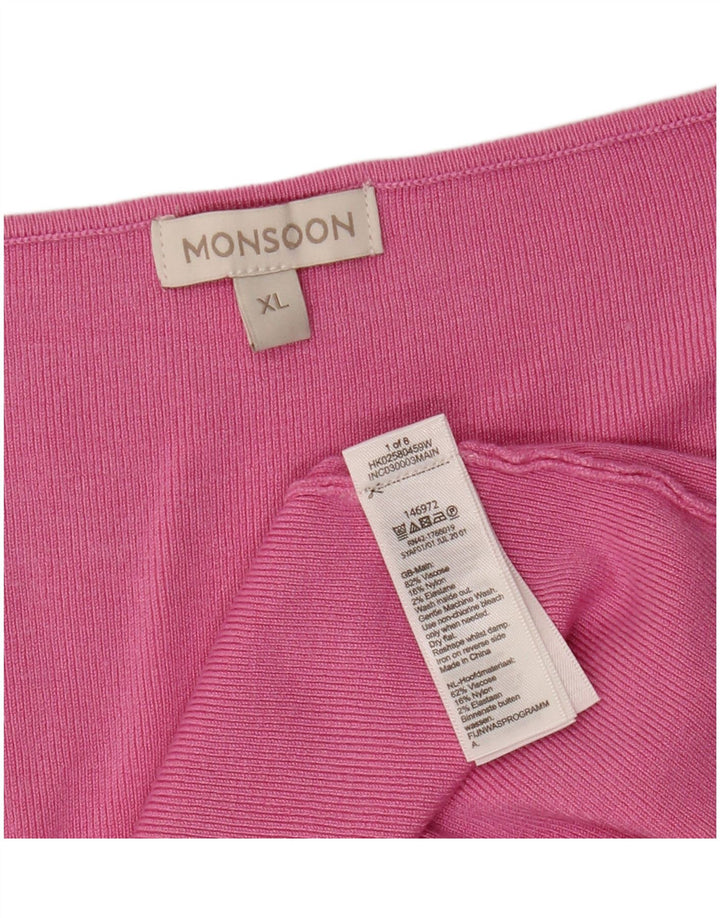 MONSOON Jersey con cuello en V para mujer UK 40 XL Viscosa rosa