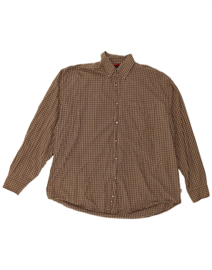 Camisa Wrangler Hombre XL Algodón Cuadros Marrón