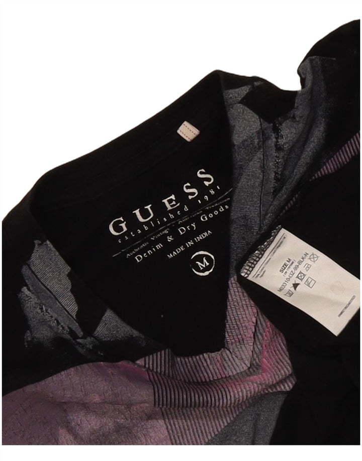 Guess Camiseta gráfica para hombre Top mediano de algodón negro