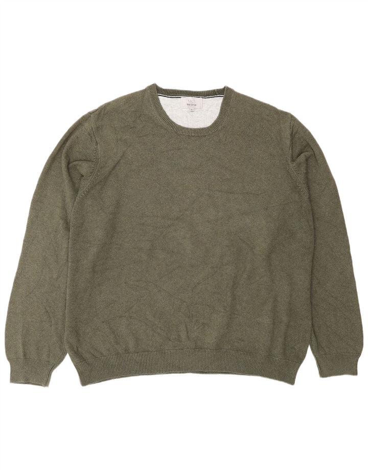 Marks & Spencer Jersey con Cuello Redondo para Hombre XL Algodón Caqui