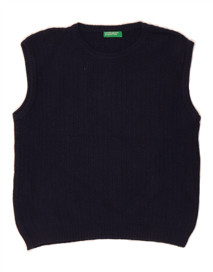 BENETTON Boys Vest Tank Top 7-8 Years Navy Blue Vintage Benetton and Second-Hand Benetton from Messina Hembry 