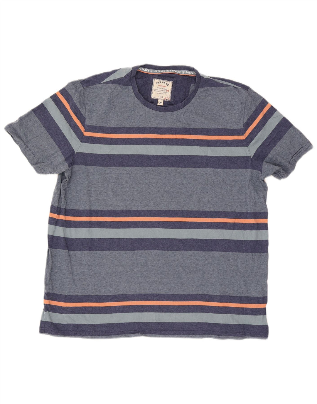 Camiseta para hombre Fat Face Top 2XL Azul a rayas