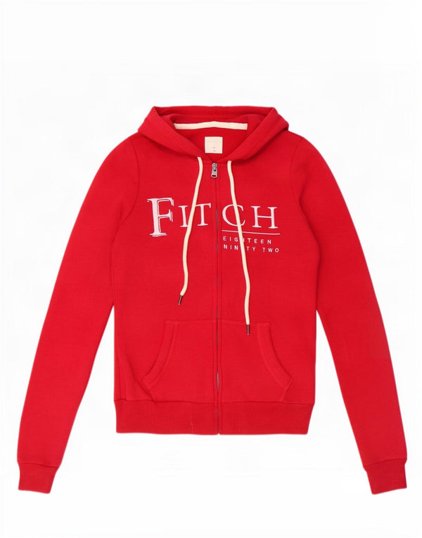 Abercrombie & Fitch Suéter con capucha y cremallera gráfica para mujer Reino Unido 6 XS Algodón rojo