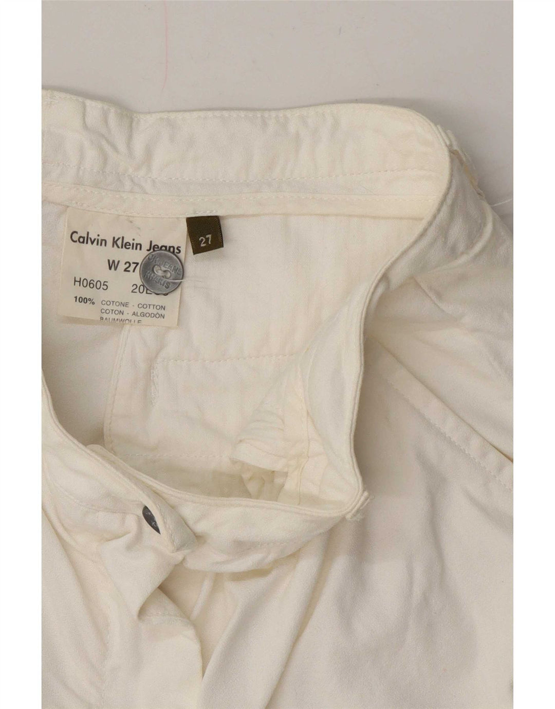 Calvin Klein Pantalones Cortos Chinos para Mujer W27 Pequeño Algodón Blanco