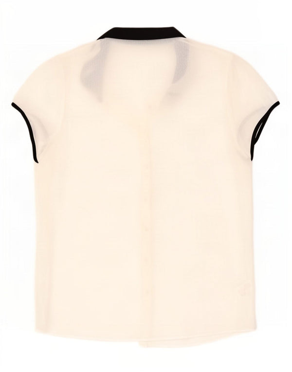 Zara Blusa camisera transparente para mujer UK 44 Large Off White Colorblock