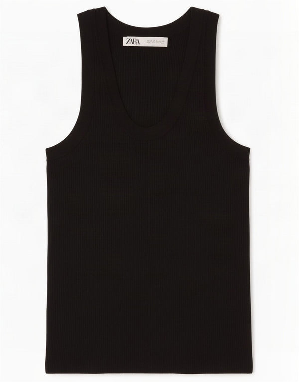 Zara Top sin mangas para mujer UK 8 Small Black
