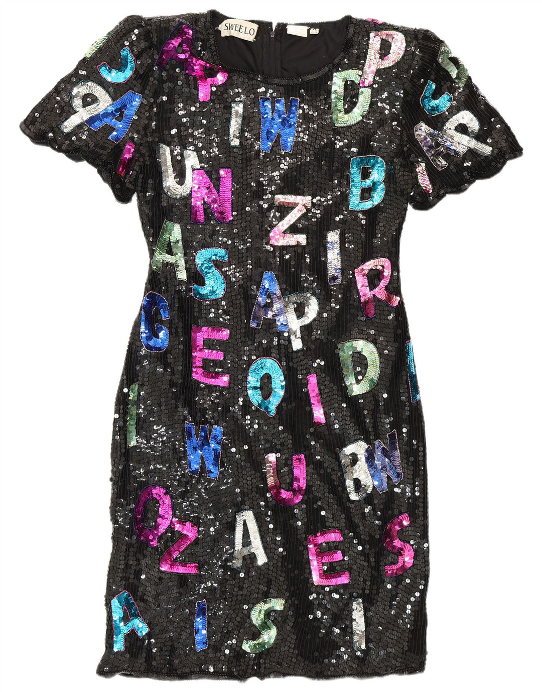 SWEELO Vestido tubo gráfico para mujer UK 18 XL Seda negra