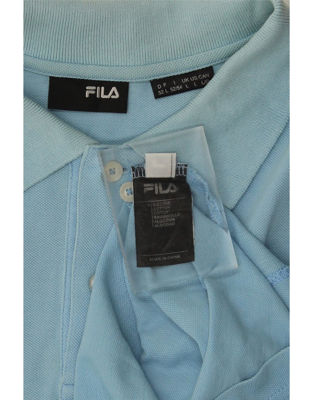 Fila Polo de manga larga para hombre de algodón azul grande