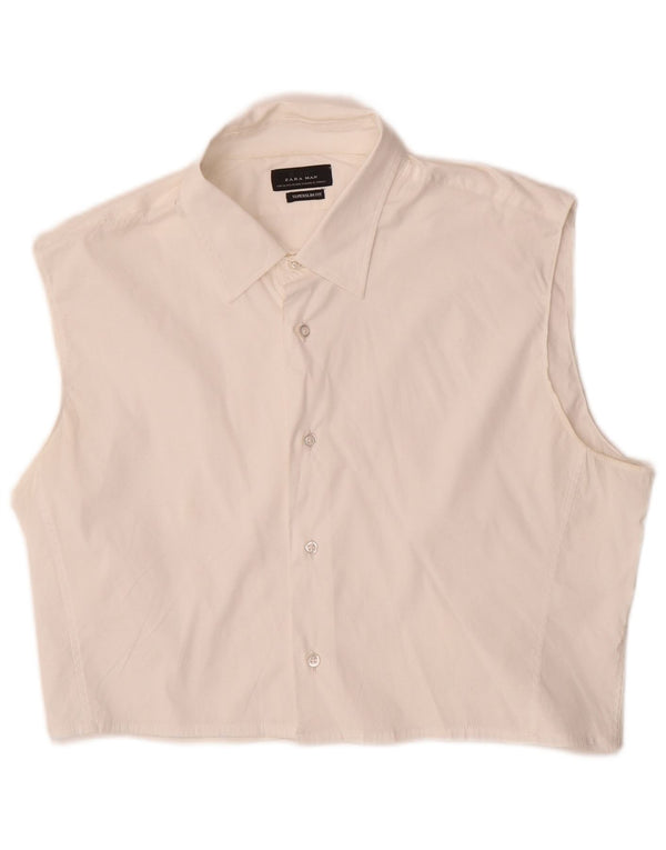Zara Mujer Camisa Corta Sin Mangas Slim Fit UK 40 XL Blanco