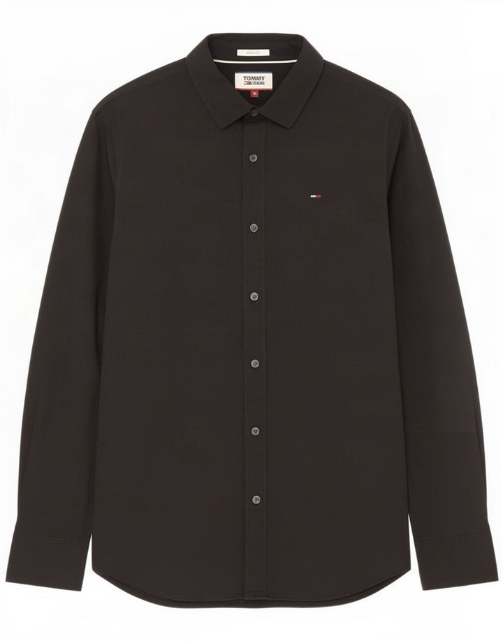 Tommy Jeans Camisa ajustada para hombre Medium Black Cotton