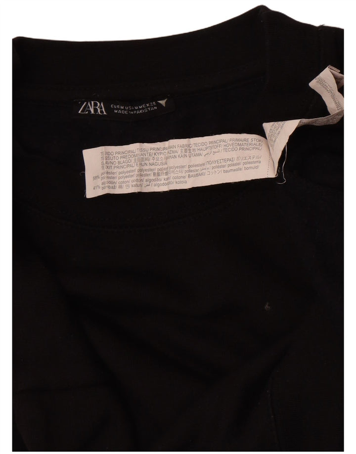 Zara Mujer Crop Sudadera Jumper UK 44 Mediano Negro Poliéster