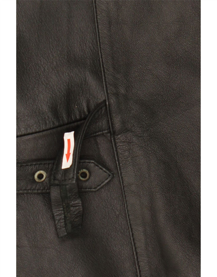 Chaleco de cuero vintage para hombre medio negro