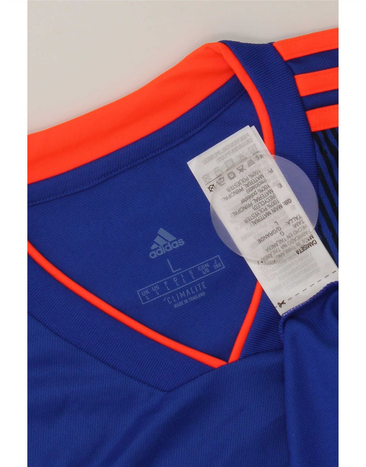 Adidas Mens Climalite Graphic Camiseta Top Grande Azul Geométrico Poliéster