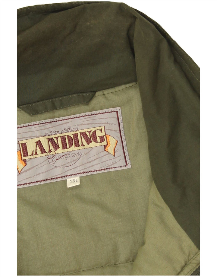 Vintage Hombres Utility Gilet Reino Unido 44 2XL Poliéster Caqui
