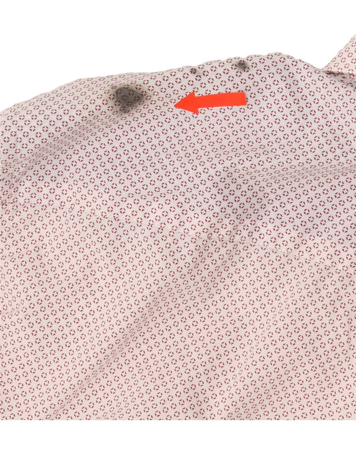 TED BAKER Mens Shirt Size 15 1/2 Medium Pink Geometric Cotton Vintage Ted Baker and Second-Hand Ted Baker from Messina Hembry 