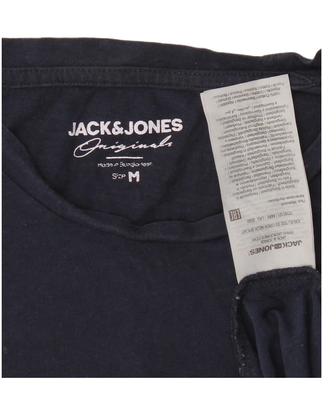 JACK & JONES Hombre Camiseta Top Medium Azul Marino Algodón