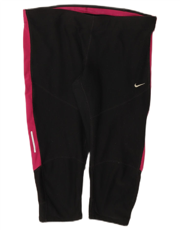 Nike Leggings capri Dri Fit para mujer UK 44 Grande Negro Colorblock Poliéster
