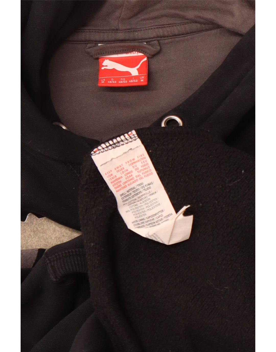 PUMA Sudadera con capucha gráfica para hombre Jersey mediano de algodón negro deportivo