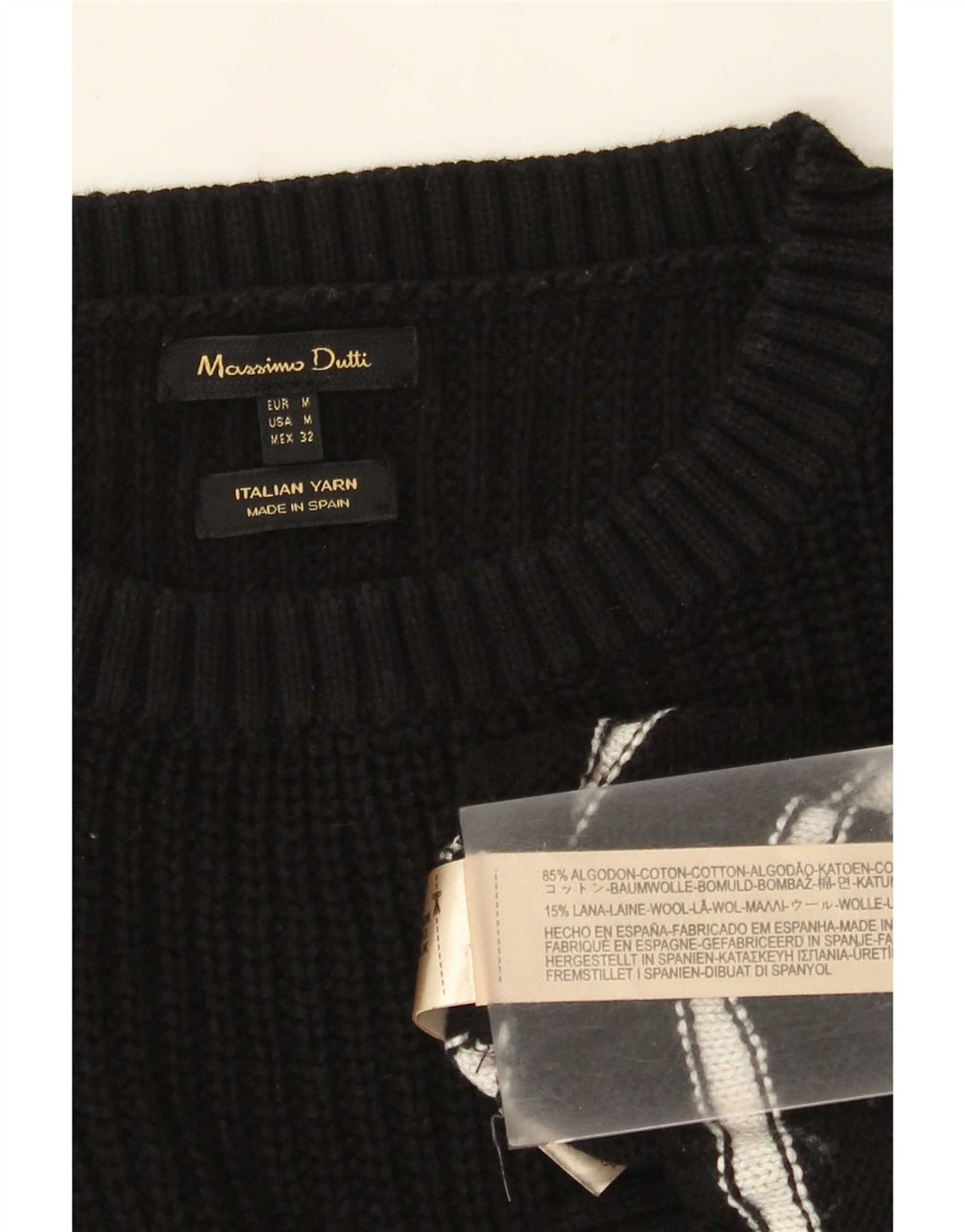 Massimo Dutti Jersey Mujer Cuello Barco UK 40 Mediano Rayas Negras