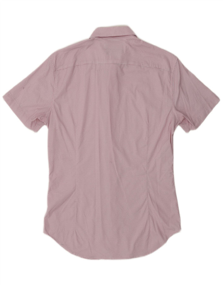 BONOBOS Camisa de manga corta a medida para hombre, nailon Chevron rosa pequeño