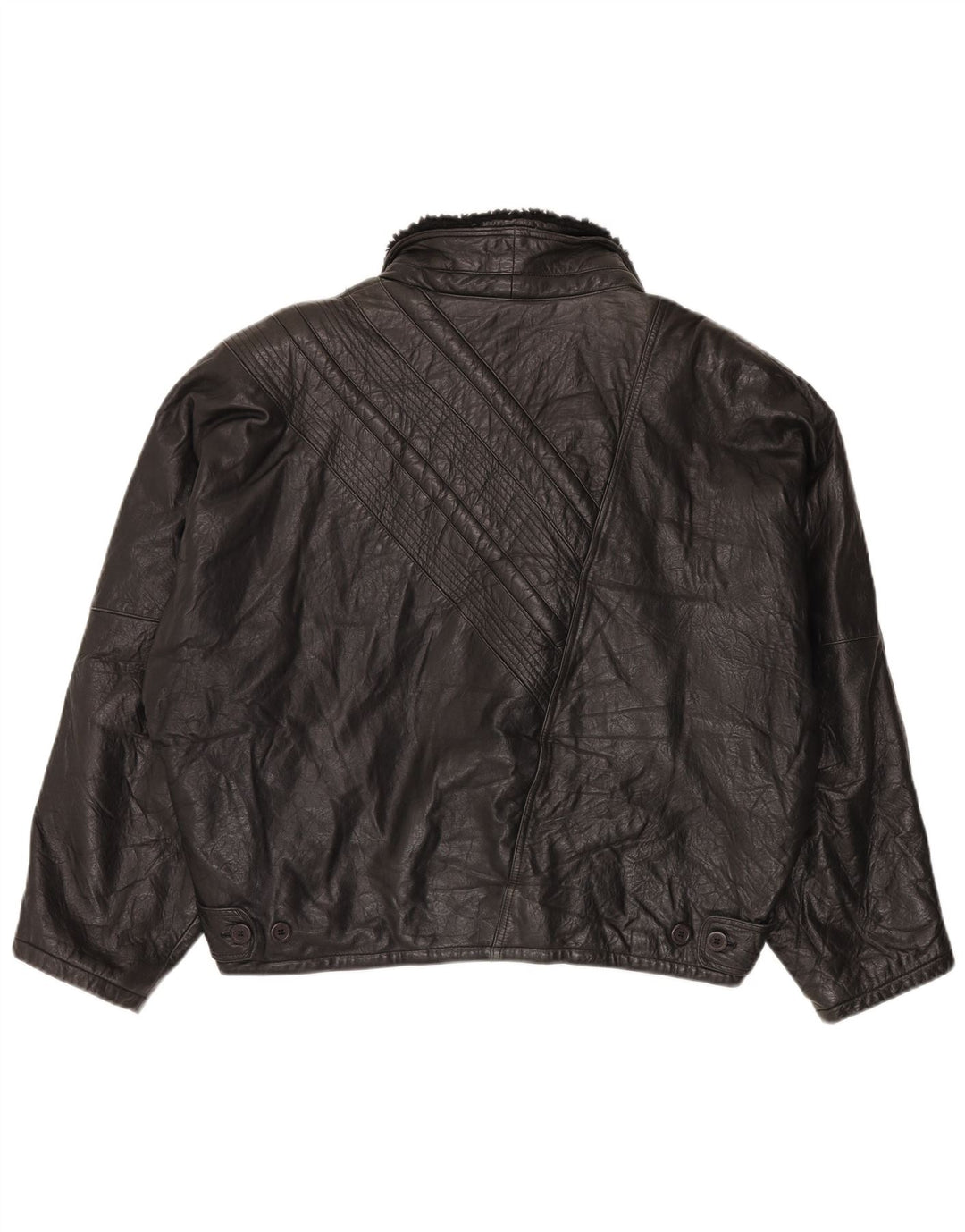 Chaqueta de cuero vintage para hombre de gran tamaño IT 52 XL Negro