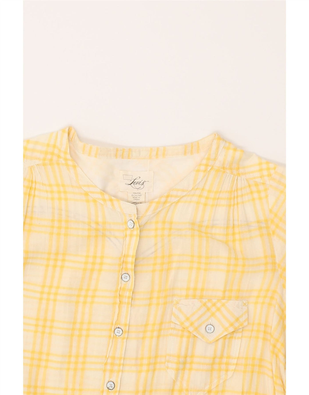 LEVI'S Womens Pullover Shirt Blouse UK 6 XS Yellow Check Vintage Levi's and Second-Hand Levi's from Messina Hembry 