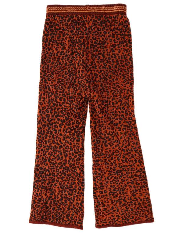 Zara Mujer Pantalones Casuales De Punto De Pierna Ancha Pequeño W26 L26 Estampado Animal Marrón