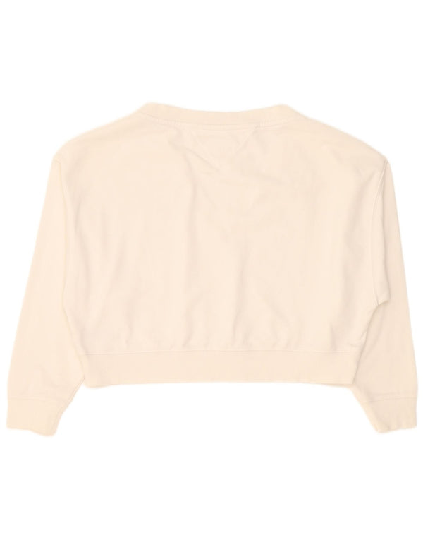 Tommy Hilfiger Sudadera corta de gran tamaño para mujer UK 10 Small White