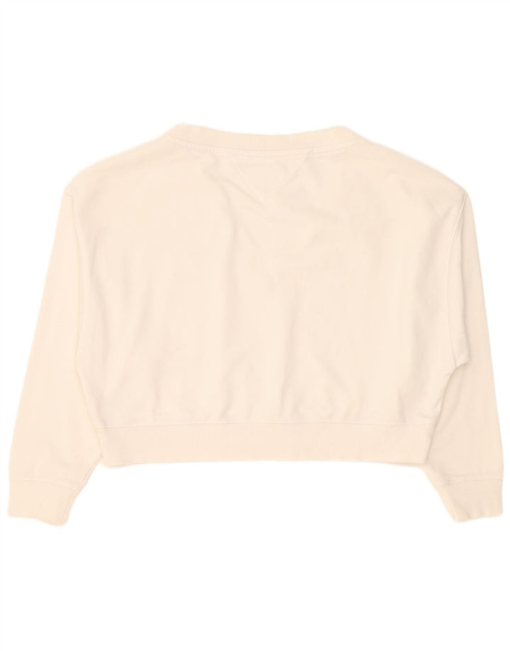 Tommy Hilfiger Sudadera corta de gran tamaño para mujer UK 10 Small White