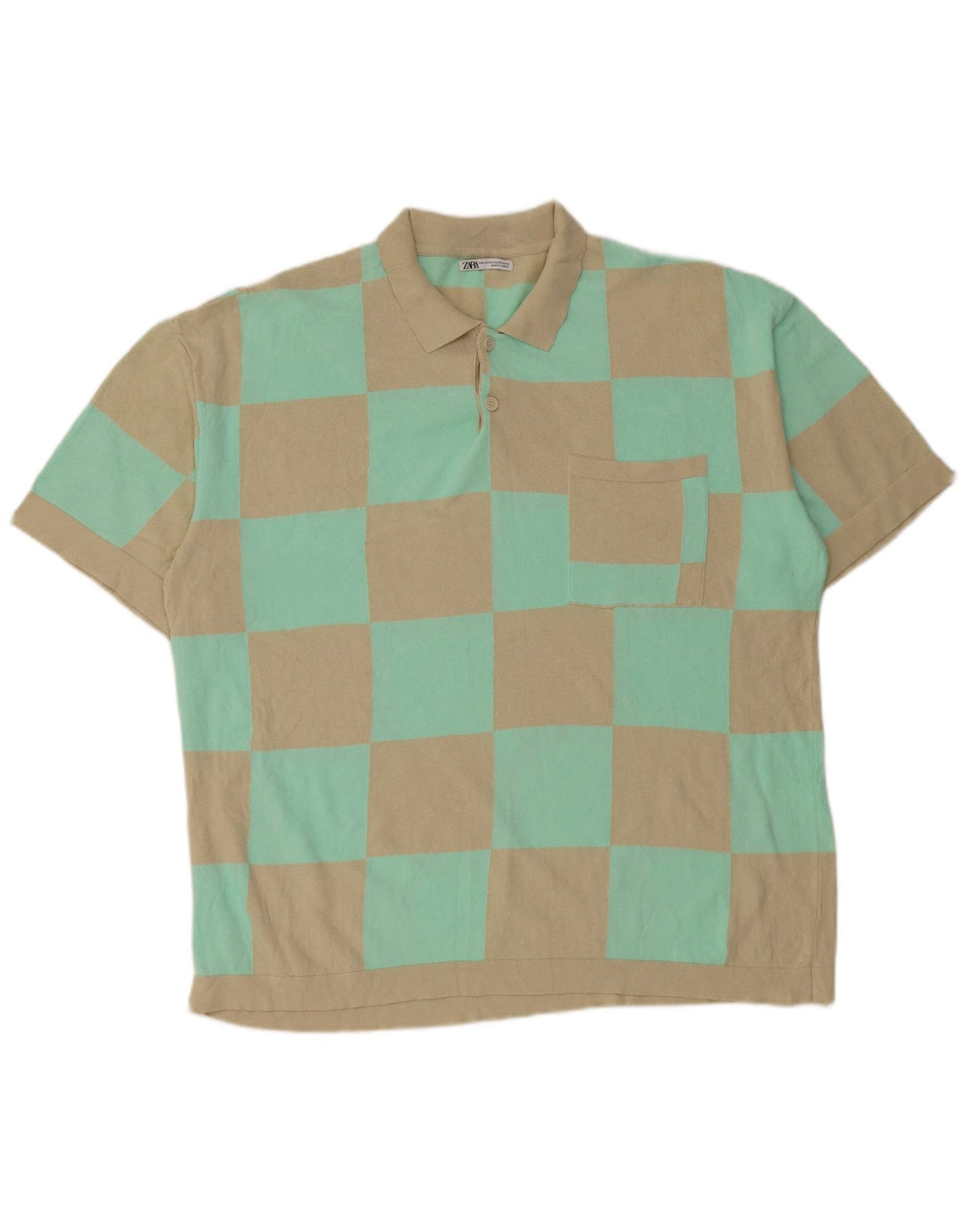 Zara Hombre Polo Polo Grande Beige Geométrico