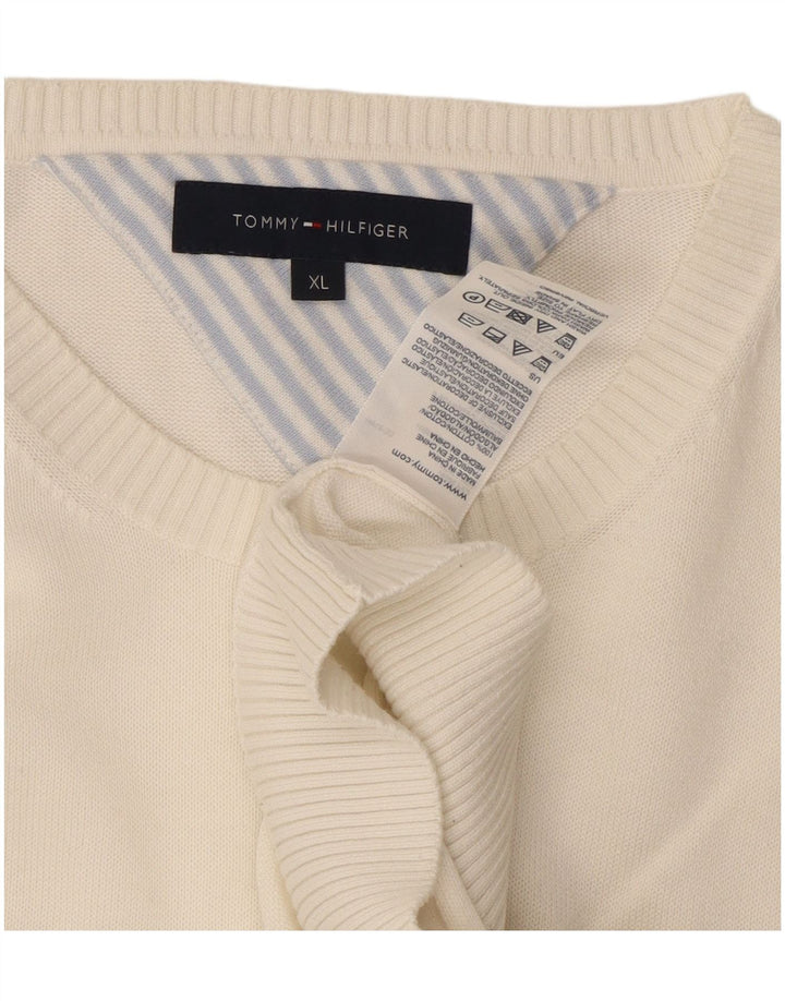 Tommy Hilfiger Jersey con Cuello en V para Hombre XL Blanco Algodón Clásico