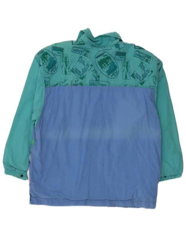Vintage mujer chaqueta anorak de gran tamaño Reino Unido 10 pequeño bloque de color azul