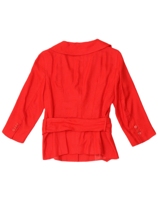 Zara Chaqueta Blazer de Manga 3/4 para Mujer EU 38 Small Rayón Rojo