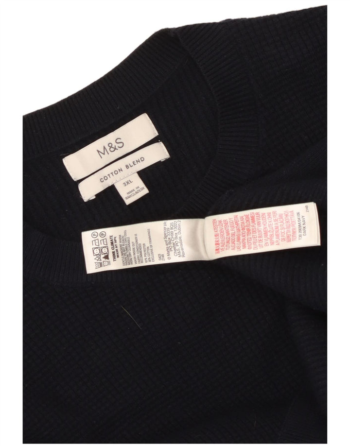 Marks & Spencer Suéter de cuello redondo para hombre 3XL Poliéster azul marino