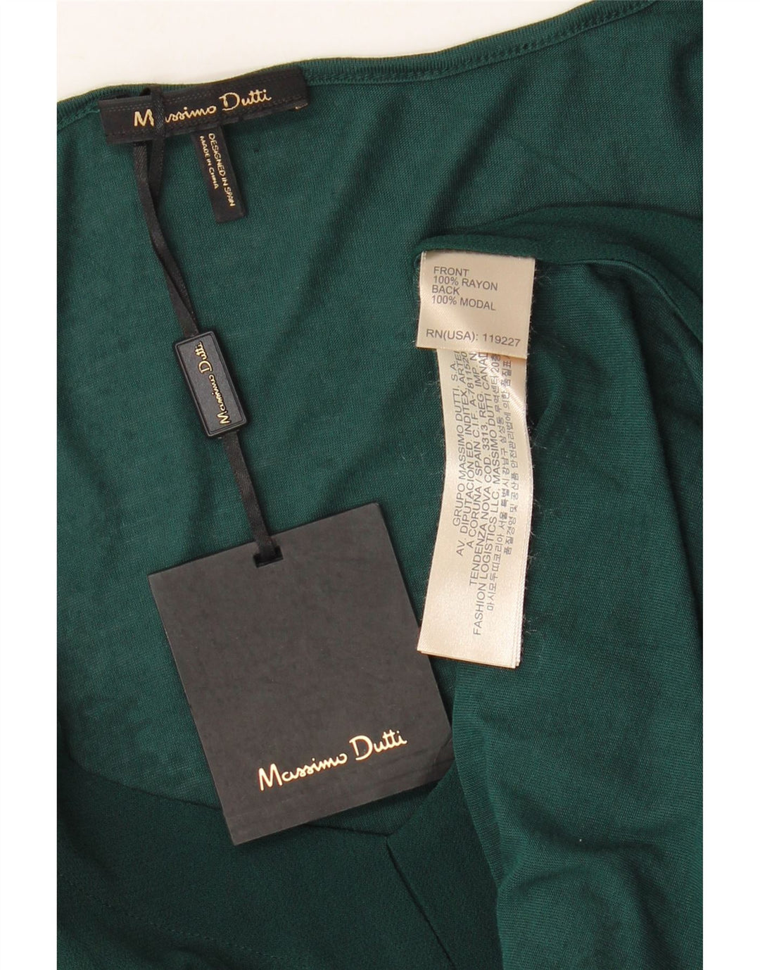MASSIMO DUTTI Blusa para Mujer Top UK 44 Rayón Verde Medio