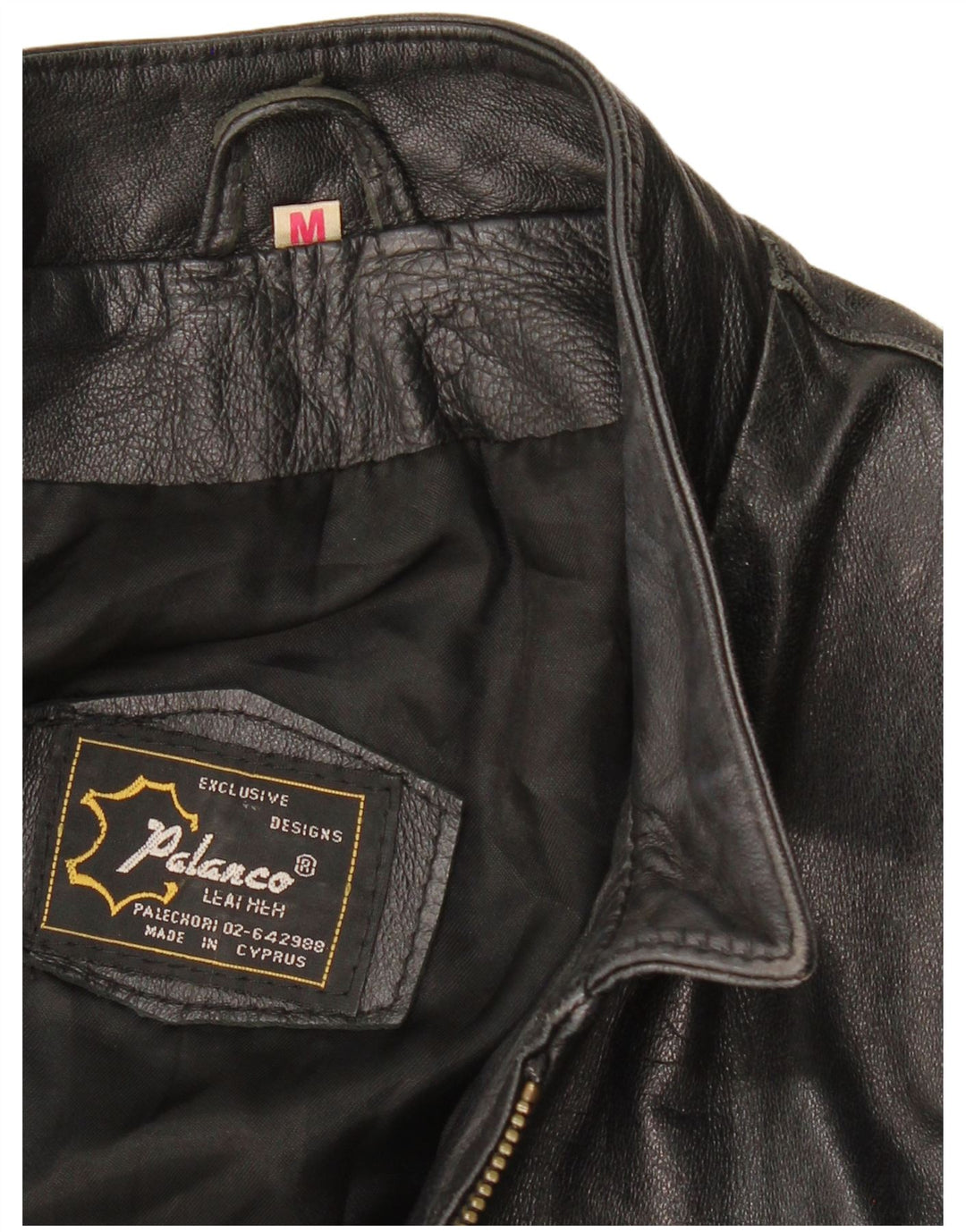 VINTAGE Chaqueta de cuero crop para mujer Reino Unido 14 Cuero negro mediano