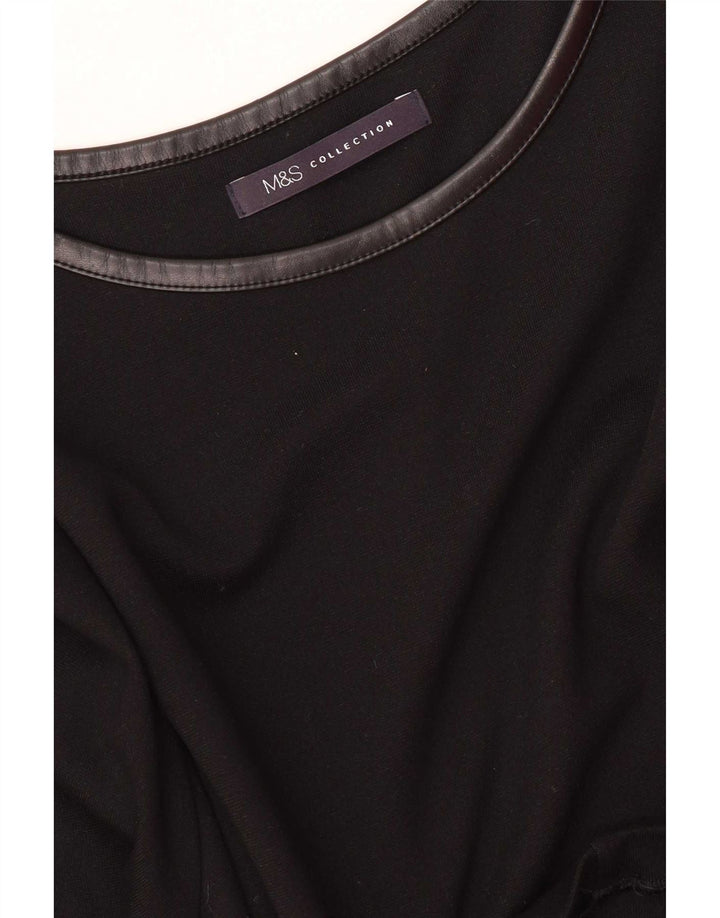 Marks & Spencer Vestido recto de manga larga para mujer UK 46 Grande Negro