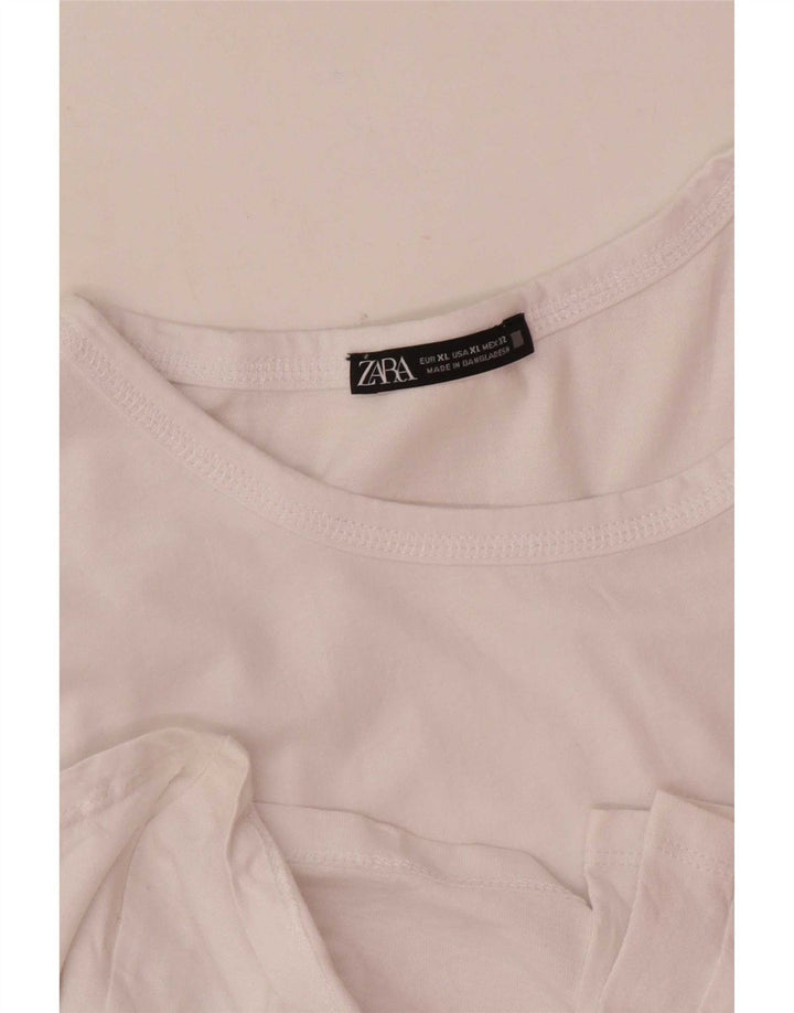 Zara Mujer Top Manga Larga ES 40 XL Blanco