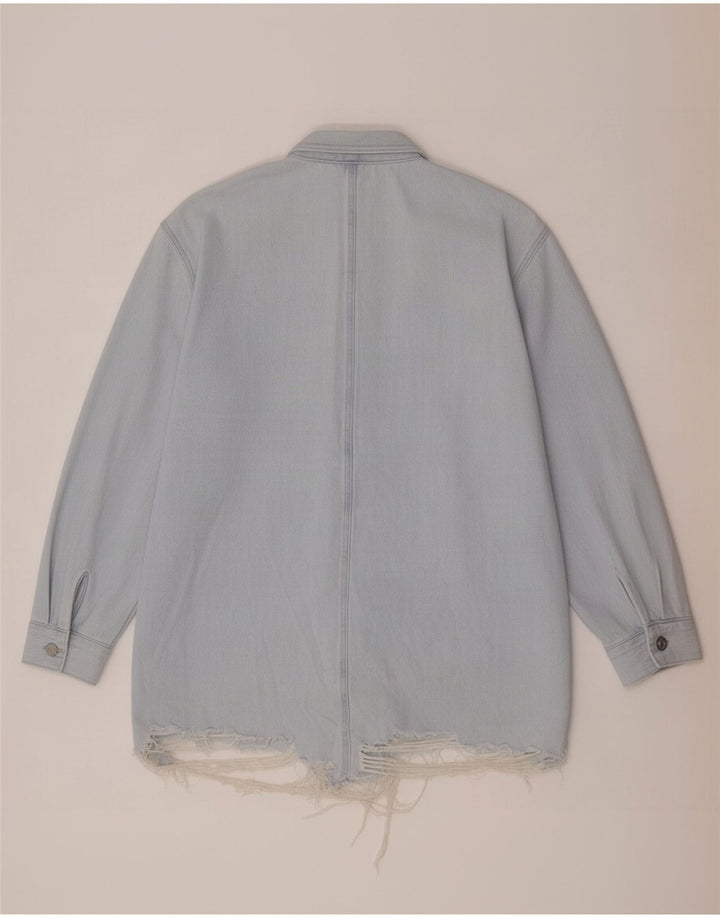 Zara Mujer Camisa Vaquera Extragrande UK 44 Azul Medio