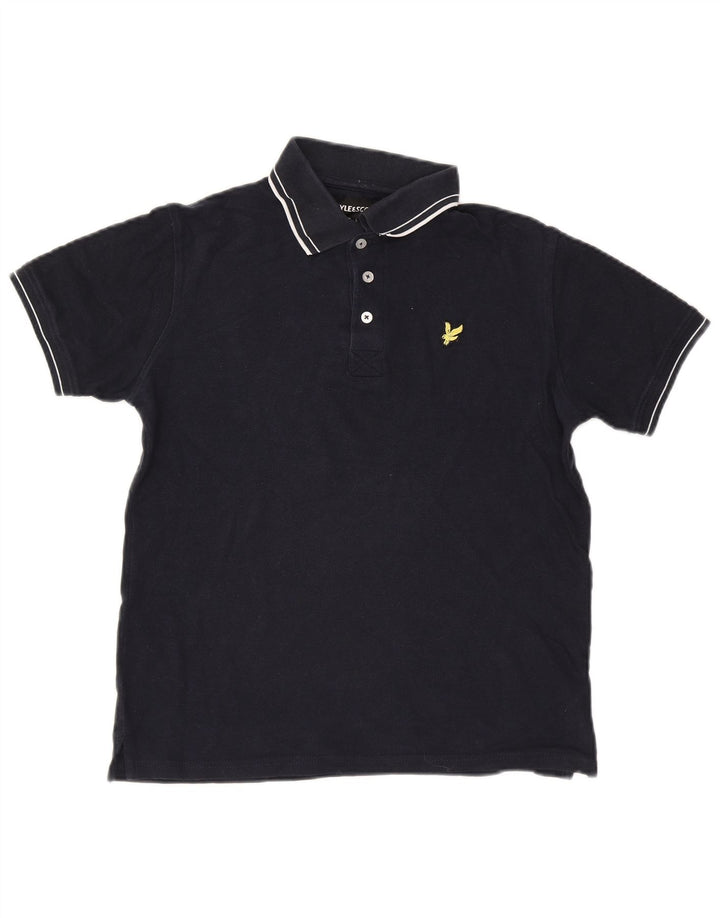 LYLE & SCOTT Mens Polo Shirt Medium Navy Blue Cotton