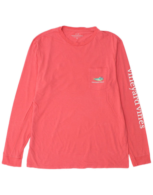 Vineyard Vines Top gráfico para hombre manga larga algodón rosa medio