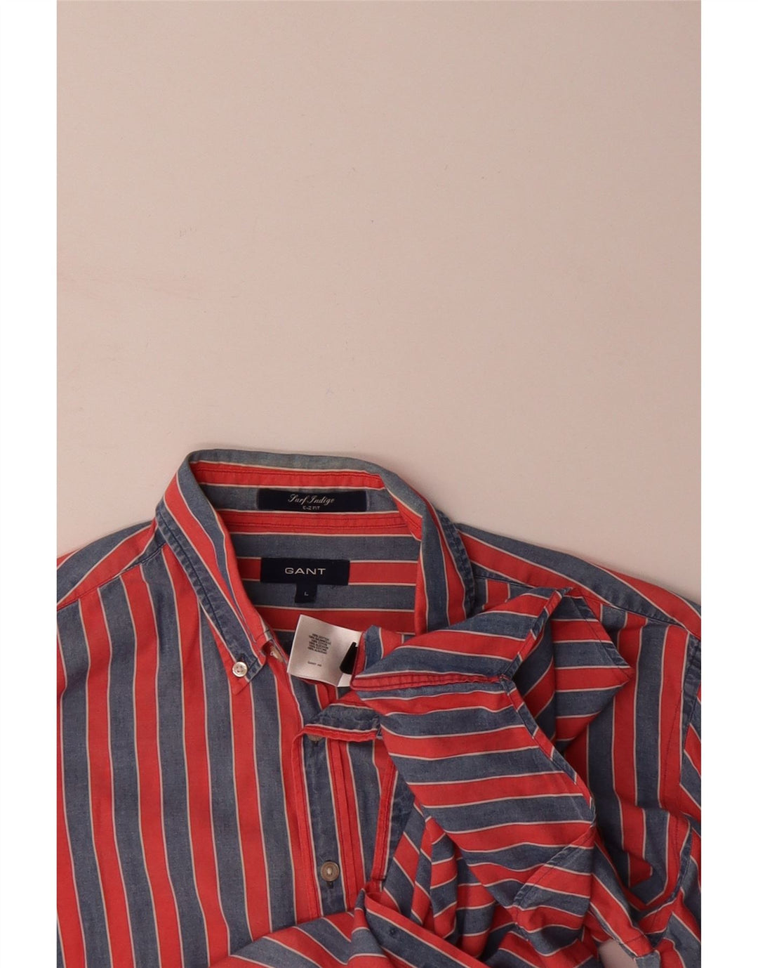 GANT Mens Shirt Large Red Striped Cotton
